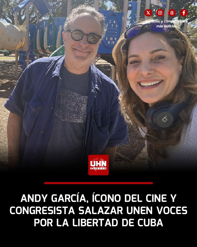 🇺🇸🇨🇺‼️ | La Congresista María Elvira Salazar compartió un encuentro casual en Florida con el actor y estrella de Hollywood, Andy García, destacándolo como “un verdadero cubanazo” y una voz firme por la libertad de Cuba. La imagen de ambos refuerza el respaldo de figuras públicas