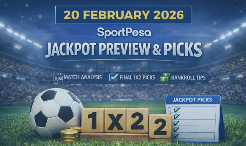 SportpesaJ's tweet photo. 🏆🔥 SportPesa Jackpot (20 February 2026) 🔥🏆

Check the match list, preview, and picks before you build your ticket ⚽📋✅
https://t.co/uURadgWX7b

#SportPesaJackpot #JackpotTips #FootballPredictions #BettingTips #SoccerTips https://t.co/kIpMFKMsD1