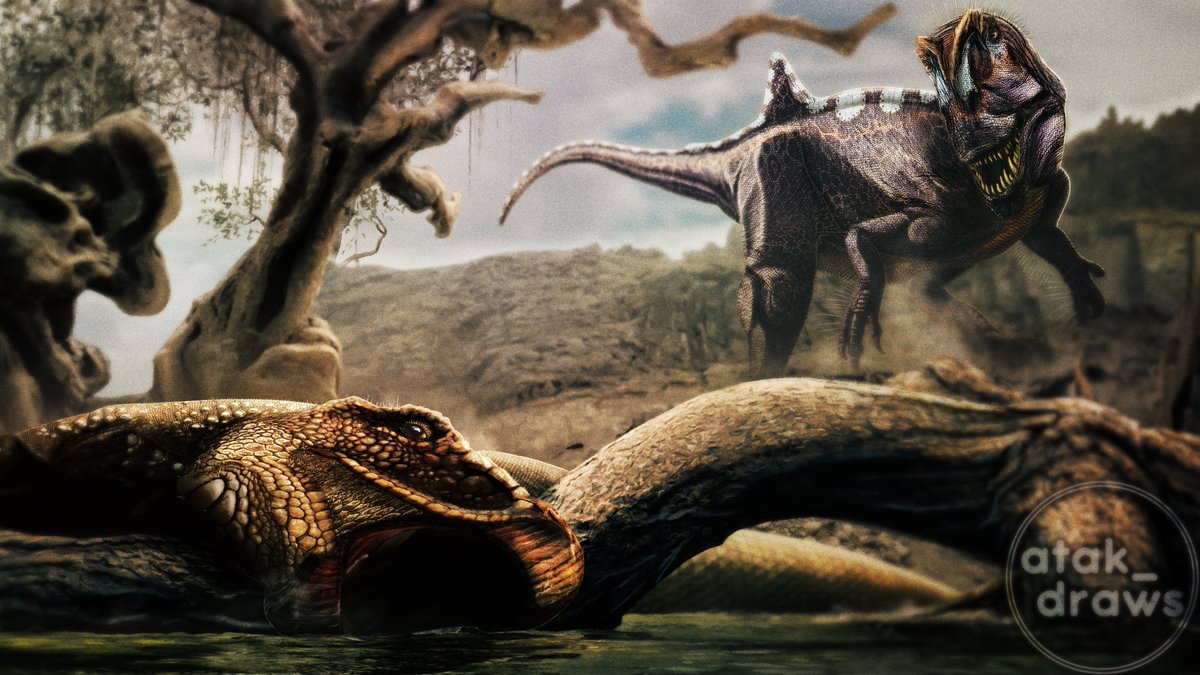 A Concavenator stumbles upon a dead Mantellisaurus in the river
#paleoart #art #dinosaurs