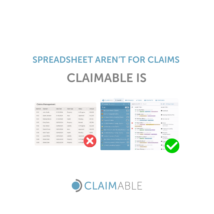 Time to ditch those Excel spreadsheets! 🚫 Say goodbye to endless columns and confusing cells.  Claimable is software optimised for claims. 
#claimable #claimsoftware #claims #riskmanagers