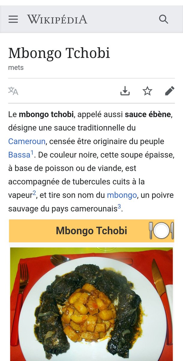 jtchoufang's tweet photo. L'ignorance est un fléau...
Le plat présenté pour le Cameroun est désigné #MbongoTchobi dans la langue d'origine où il a été élaboré (#Basaa). Oui, il s'agit bien d'un plat gastronomique qui résulte d'une pleine maîtrise culinaire séculaire. Le nom du plat est aussi celui de l'écorce utilisée, le #Mbongo. On l'appelle aussi sauce ébène pour sa couleur caractéristique.
Je vous dépose ici le lien vers un article publié par @lemondefr il y a 26 ans..
https://t.co/c6JR0ZA3TQ
