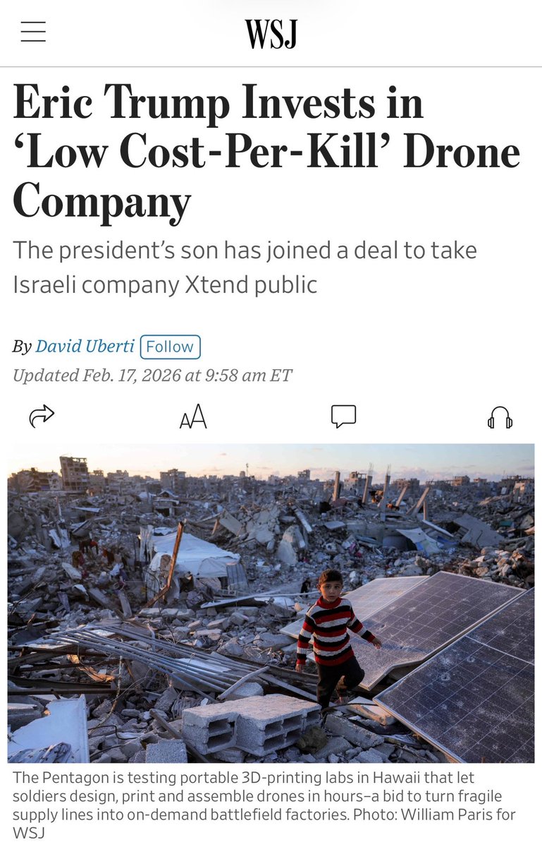 Eric Trump is now directly profiting from the murder of innocent children in Gaza.