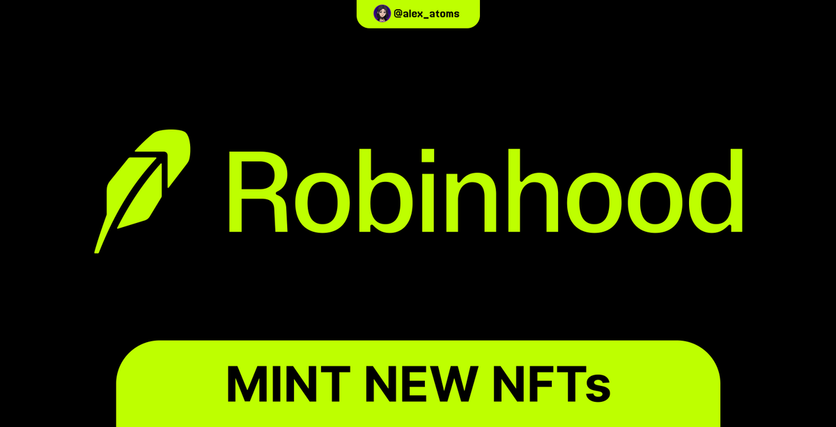 ⚡️ Get 10 New NFTs on Robinhood Testnet

1. BARBAROS: draze.io/barbaros
2. Roobin: alze.xyz/roobin
3. Daydream: mintaura.io/daydream
4. Skateboard: oku.xyz/skateboard
5. Archer: morkie.xyz/archer
6. HOOD: draze.io/hood
7. Marian: