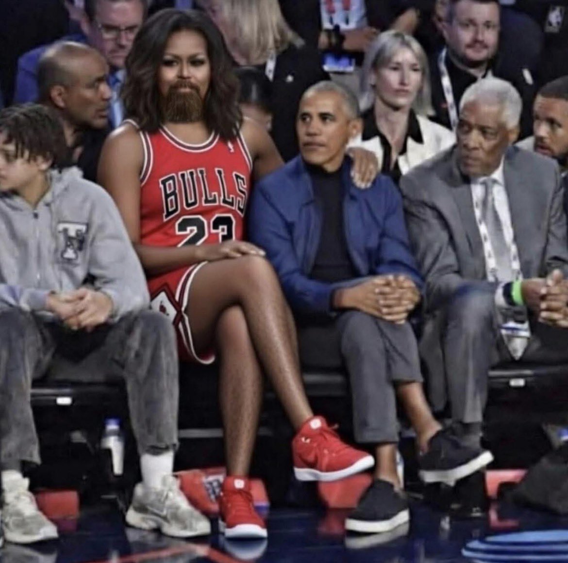 Barack took Big Mike to the All Star game for Valentine's Day.