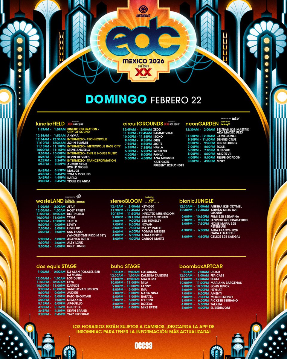 ailoviutl's tweet photo. 🚨 HORARIOS OFICIALES REVELADOS 🚨
🎧 EDC 2026 🎧
🇲🇽 Electric Daisy Carnival México 🇲🇽
🗓️ 20, 21 y 22 de Febrero 🗓️
🏟️ Autódromo Hermanos Rodríguez 🏟️
📍 CDMX 📍
#EDC #EDC2026 #EDCMÉXICO #CDMX #EDCMX #EDC2026 #Concert #Fest #Concierto #Música #Music #Festival #México #ElectronicMusic #Electronic #ElectricDaisyCarnival #AutodromoHermanosRodriguez #News #EDM #ElectronicDanceMusic #DJ #KineticMETROPOLIS