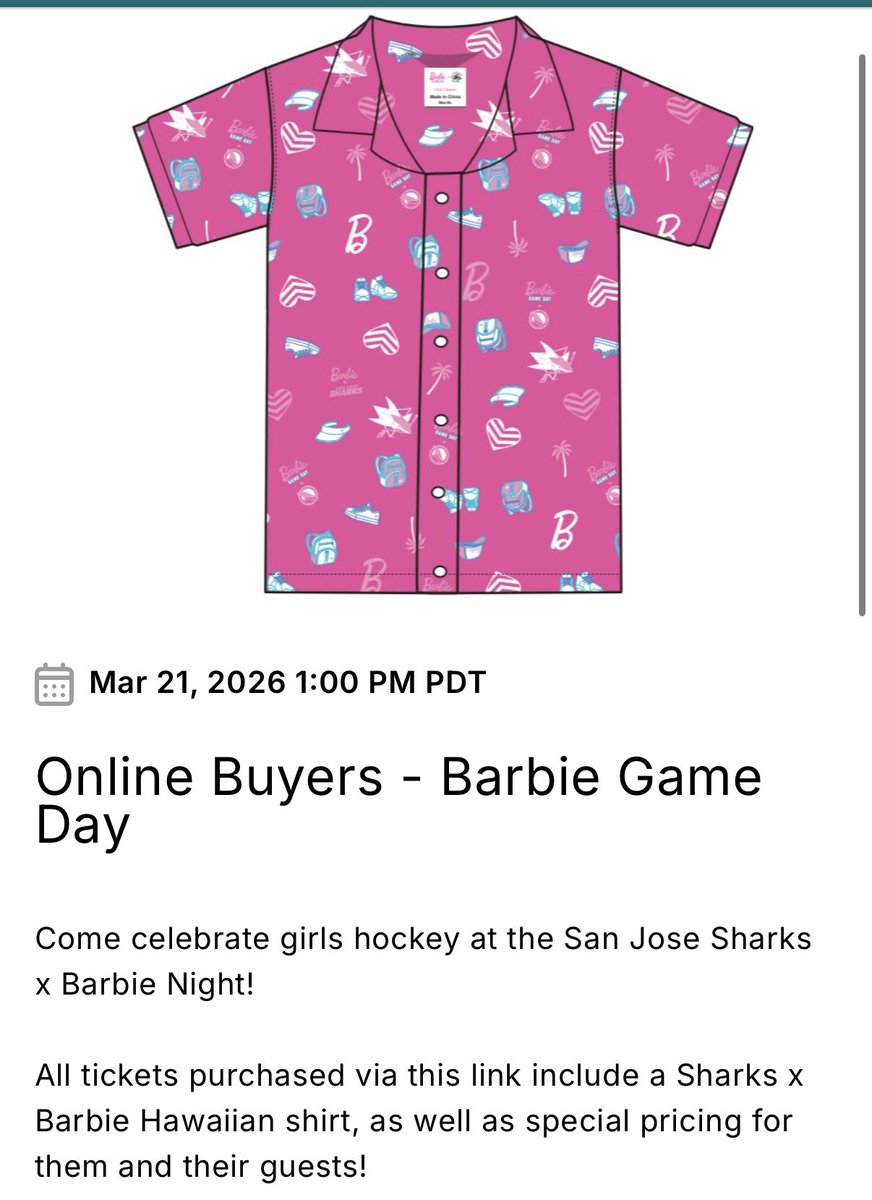 RegendaAgenda's tweet image. Hockeytwt: the influx of women in hockey fandom is annoying

The San Jose Sharks: so we’re having Barbie night with pink Barbie shirts and pink Barbie purses and it’s against Gritty and -