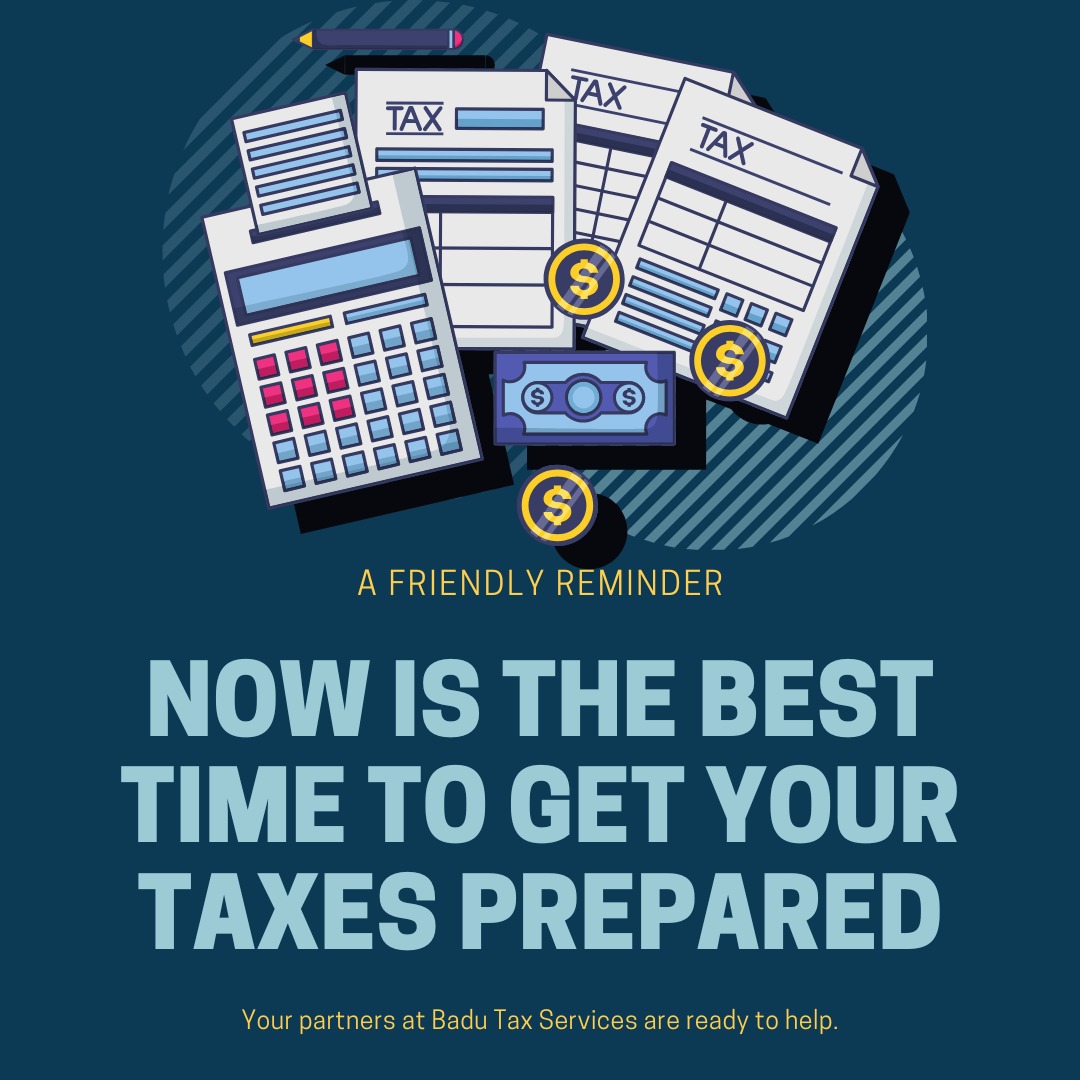 BaduTaxServices's tweet image. Why wait? The best time to prepare your taxes is NOW! ✅ Beat the rush, maximize your refund, and stay stress-free. Let’s get your taxes done right—reach out today! 📊💰

Let's start the conversation by filling out this form: bit.ly/3D5Pe4E

#TaxSeason #financialsuccess