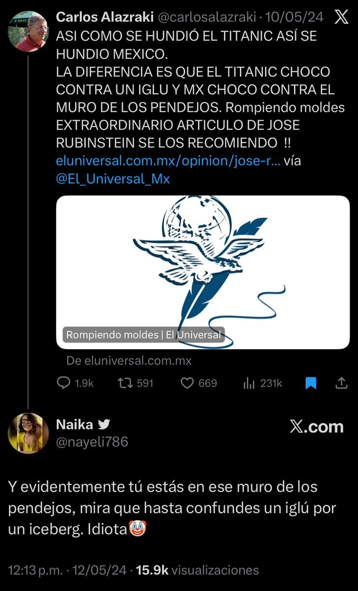 Para los que no creen que el pedinche de <a href="/carlosalazraki/">Carlos Alazraki</a> confundió un iceberg con un iglú, aquí la prueba, siempre hay un tuit: 🤭