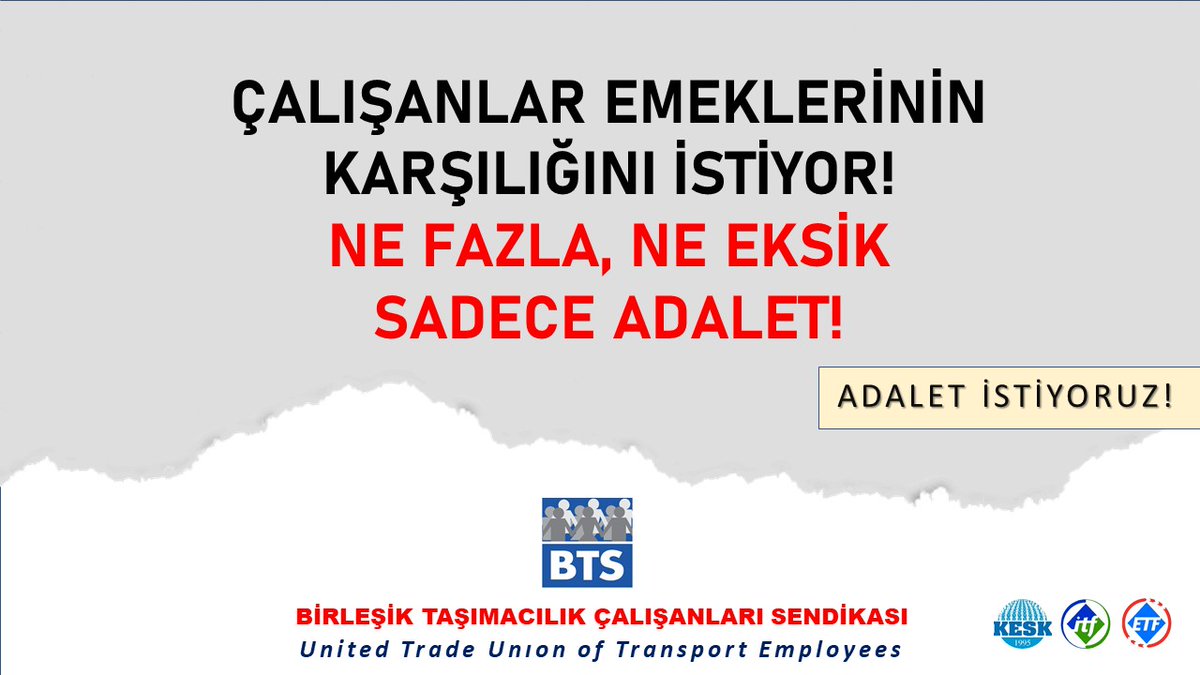btsistanbul's tweet photo. Çalışanlar emeklerinin karşılığını istiyor! Ne fazla, ne eksik.
Sadece Adalet!
#18şubattaişyokeylemvar
@UABakanligi @tcbestepe 
@a_uraloglu
@dhmikurumsal
@ecakmakdhmi
@ITFglobalunion 
@ETF_Europe
@KESK1995
@BTSGENELMERKEZ https://t.co/uQB08sVpnV