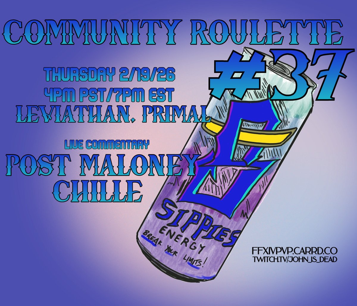 come out for Community Roulette for randomized LP and art prizes! join me, Posty and <a href="/MGR_Chille/">Chille - I still got one plate</a> for live commentary, and join the pvp community for low stakes crycon matches and prizes!
#ffxiv #ff14 #ffxivpvp #ff14pvp #crpvp #14KO