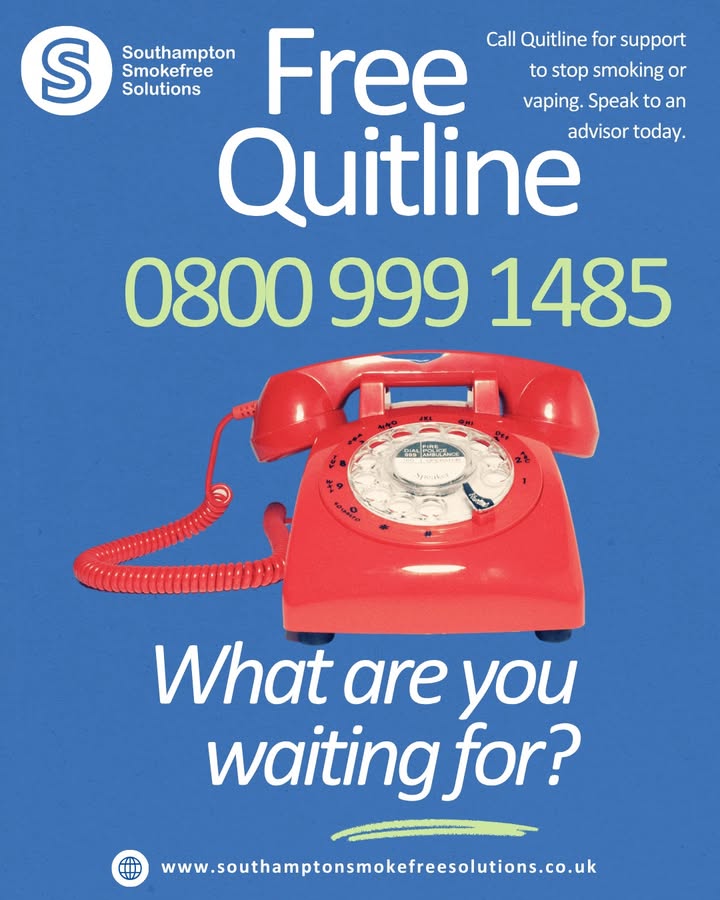 Our Quitline is here to support you:

✅ Free stop smoking, stop vaping service
✅ Telephone or video appointments
✅ NRT, medication or free vape starter kit
✅ Fully trained staff
✅ Increased chances of success

☎️ 0800 999 1485

#StopSmoking #Quit #Southampton #Support
