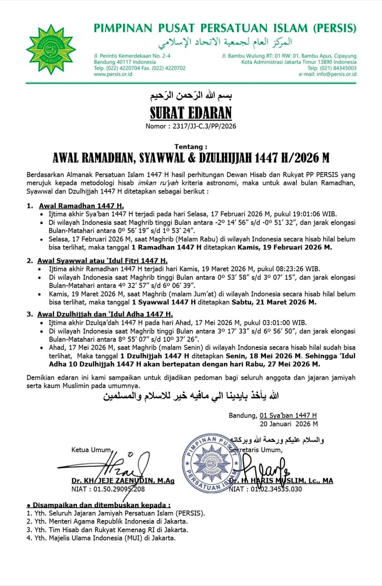balembang_'s tweet photo. @ainunnajib Persis jauh sebelum sidang isbat telah mengeluarkan SE tentang 1 ramdhan, 1 syawwal dan lanjut penetapan 10 dzulhijjah menggunakan metode imkanur ru'yat. Sebagai penguat dalam ijtihad ulama https://t.co/uDfSfJdt1w https://t.co/iTjtZuGbce
