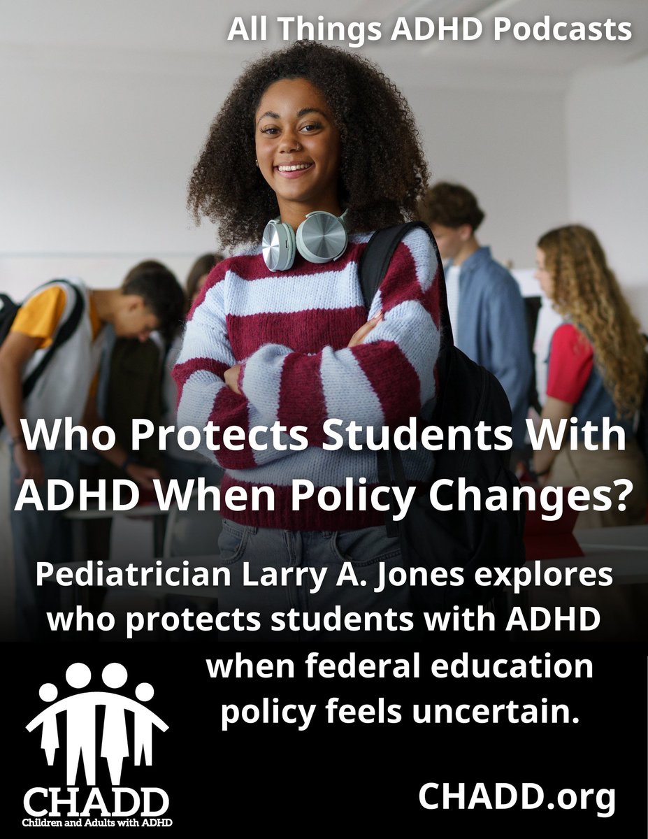 CHADD_ADHD's tweet image. Larry A. Jones breaks down what families and educators need to know about IDEA, ADA, and 504 protections and how to advocate effectively when support is at risk. 

CHADD.org/adhd-news/adhd…

#ADHD #504 #IDEA #educationpolicy