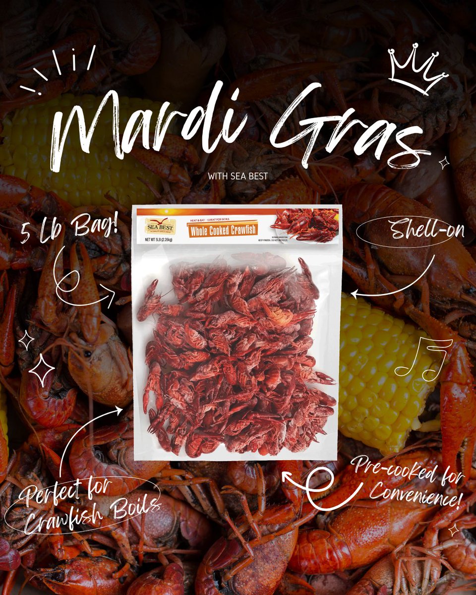 SeaBestSeafood's tweet photo. Happy Fat Tuesday! ๐ญ
Looking for something to celebrate with this week? Try Sea Best Whole Cooked Crawfish! Available in a convenient 5 lb bag, these crawfish are fully cooked, making them the perfect, easy centerpiece for the whole family.
#fattuesday #seabest https://t.co/RD64KjeH8p
