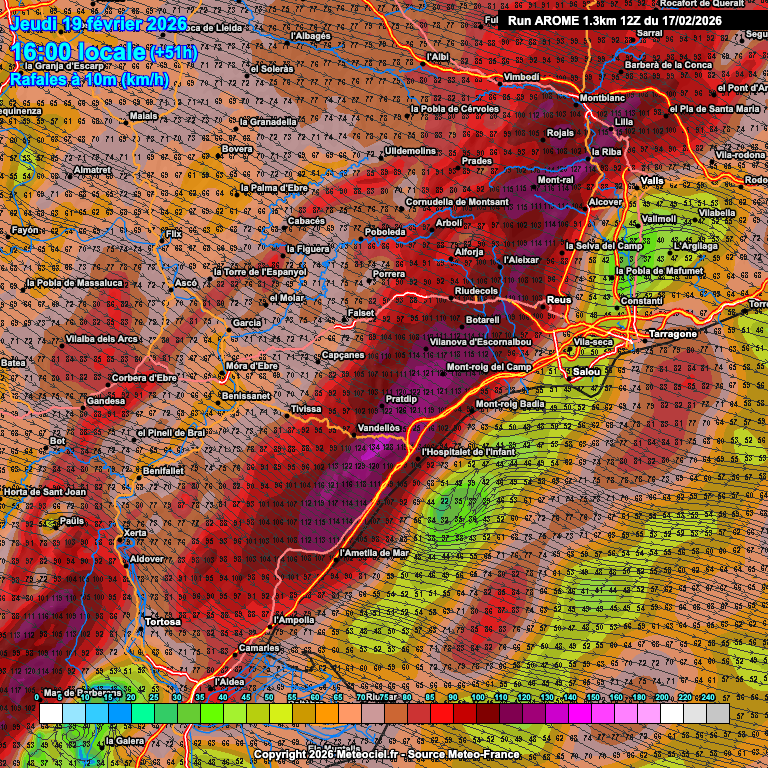 alexmegapc's tweet photo. ❌❌Atenció dijous a la tarda!!! amb el mestral, sobretot a la zona del Camp de Tarragona, els models d'alta definició ja posen ratxes sobretot a la tarda que poden arribar als 130 km/h. #meteo https://t.co/nDebmYhaWT