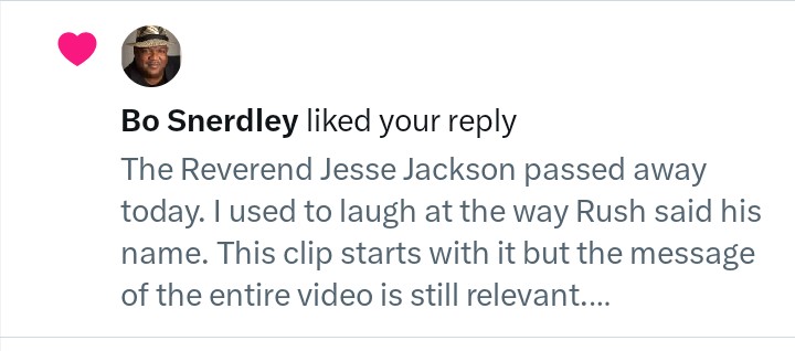 On the sad anniversary of the great Rush Limbaugh's death I am honored <a href="/BoSnerdley/">Bo Snerdley</a> liked my post. I sure miss that guy.