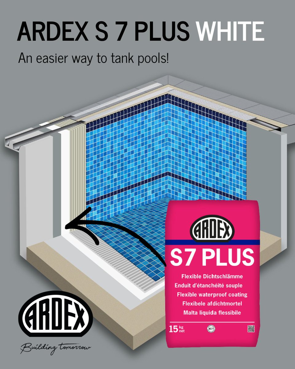 ARDEXUKTiling's tweet photo. An easier way to tank pools - with new ARDEX S 7 Plus White! 🏊♂️
The new white formulation makes for better application with easier marking when dry - making your lines stand out clearer when setting out your tiles!
Product Info - https://t.co/I3gOAQcwIk
#pooltiling #pools https://t.co/8yS3oaWaQ4