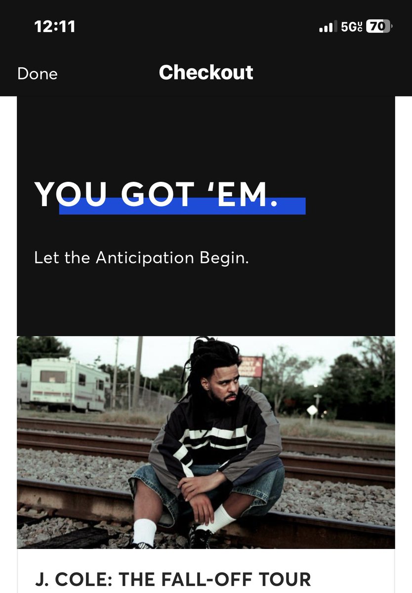Engima232's tweet photo. Did I get the J Cole tickets? YES

Will I be in debt? 
YES 

Do I regret it ?
HELL NO 

#TheFallOffAlbum https://t.co/0OYZa8egTc