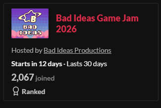 Our jam is already the second most joined upcoming jam! 🤯 There are  also PLENTY of people looking for teams in our discord if you'd like to  find a team of devs from any skill level to join with! discord.gg/xFMfBVEKjn