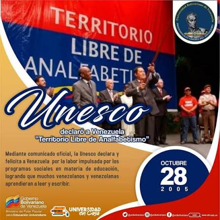 BlondHose's tweet photo. MUY breve..

FUE la UNESCO, quien declaró a Venezuela, en el 2005, Territorio Libre de Analfabetismo..!! 

ASI o más CLARO..??

@LFuenmayorToro 
@Leonardo4619 https://t.co/xcWLs5sRow