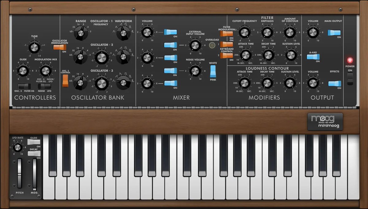 MattyHughes's tweet photo. Minimoog Model D Emulator - A web-based emulation of the classic Minimoog Model D analog synthesizer, leveraging the Web Audio API for authentic sound synthesis and performance.  
https://t.co/b25kW7et17 https://t.co/oJeS0HzNpG