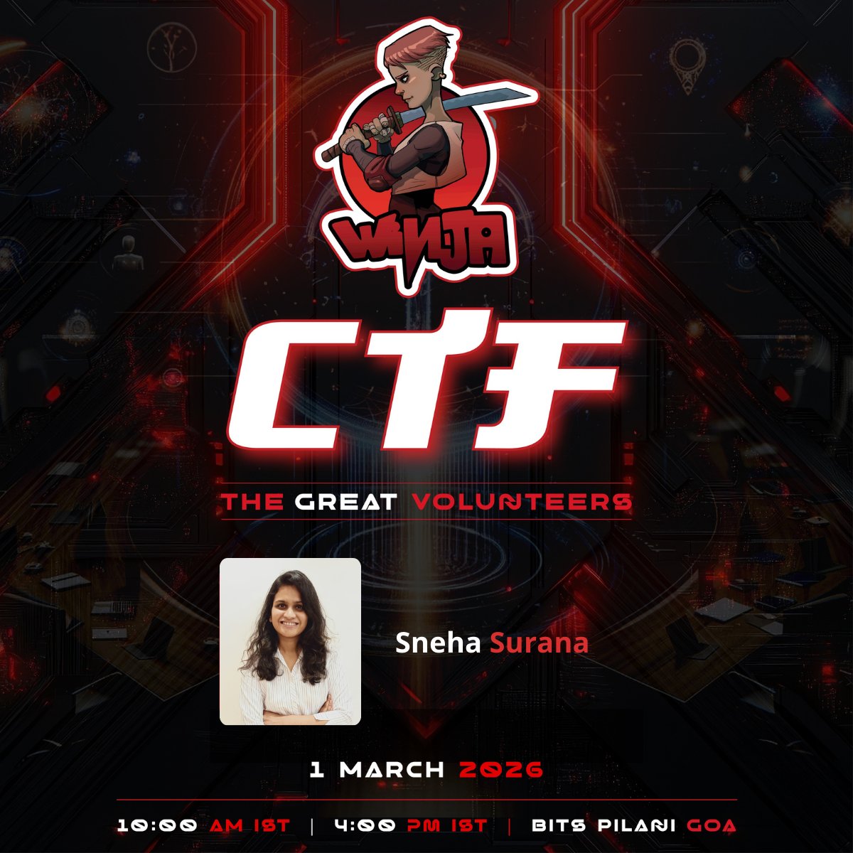 💼 <a href="/sneha_surana/">SNEHA SURANA</a> —a true #WinjaCTF powerhouse! 

For over 5 years, she’s been an invaluable part of the team, expertly juggling a hectic professional life and her contributions to the community.

Come meet her at #NullconGoa2026 she’s fun and inspiring!

👉nullcon.net/goa-2026/ctf