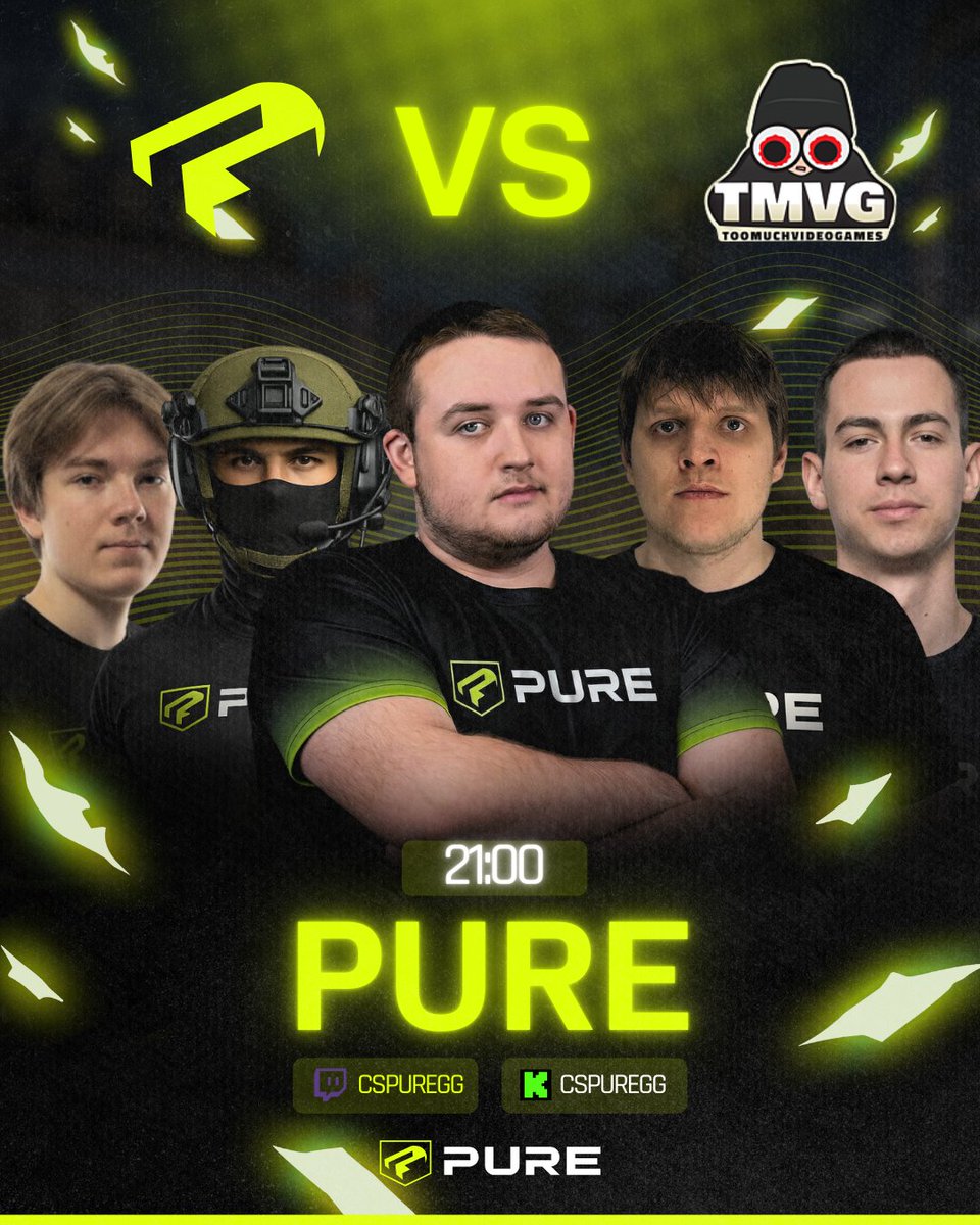CSPUREGG's tweet photo. 🔥 MATCH DAY 🔥
It’s time to show what we’re made of. 💚
⚔️ PURE vs TMVG
🕘 21:00
Catch us live and support the boys:
📺 Twitch: cspuregg
🎥 Kick: cspuregg
Let’s make it loud. #GoPURE #Esports #MatchDay https://t.co/e0VLvkSFiw