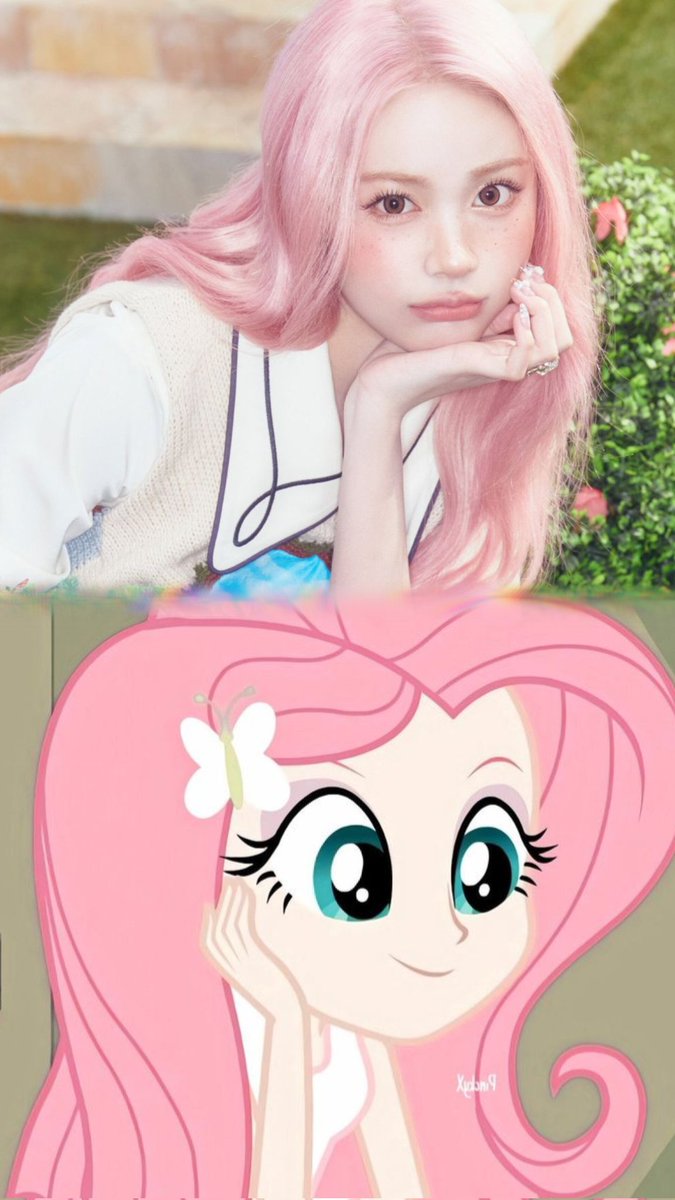 same pink hair and pose as flutter pony 🫠💗💗💗