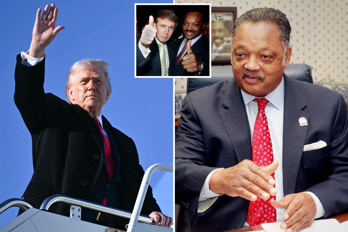 nypost's tweet photo. Trump pays powerful tribute to 'force of nature' Rev. Jesse Jackson, takes swipe at Obama https://t.co/CJ2KHryCO3 https://t.co/R6edlITXz4
