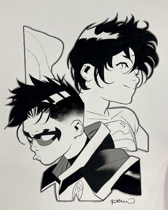 MiaHulka's tweet photo. Si tuviera una moneda por cada vez que un artita de DC dibuja a los supersons con Damian sacandole la lengua a Jon; tendría dos, lo cual no es mucho pero me sorprende que haya paso dos veces. https://t.co/TnGcdRQQUh