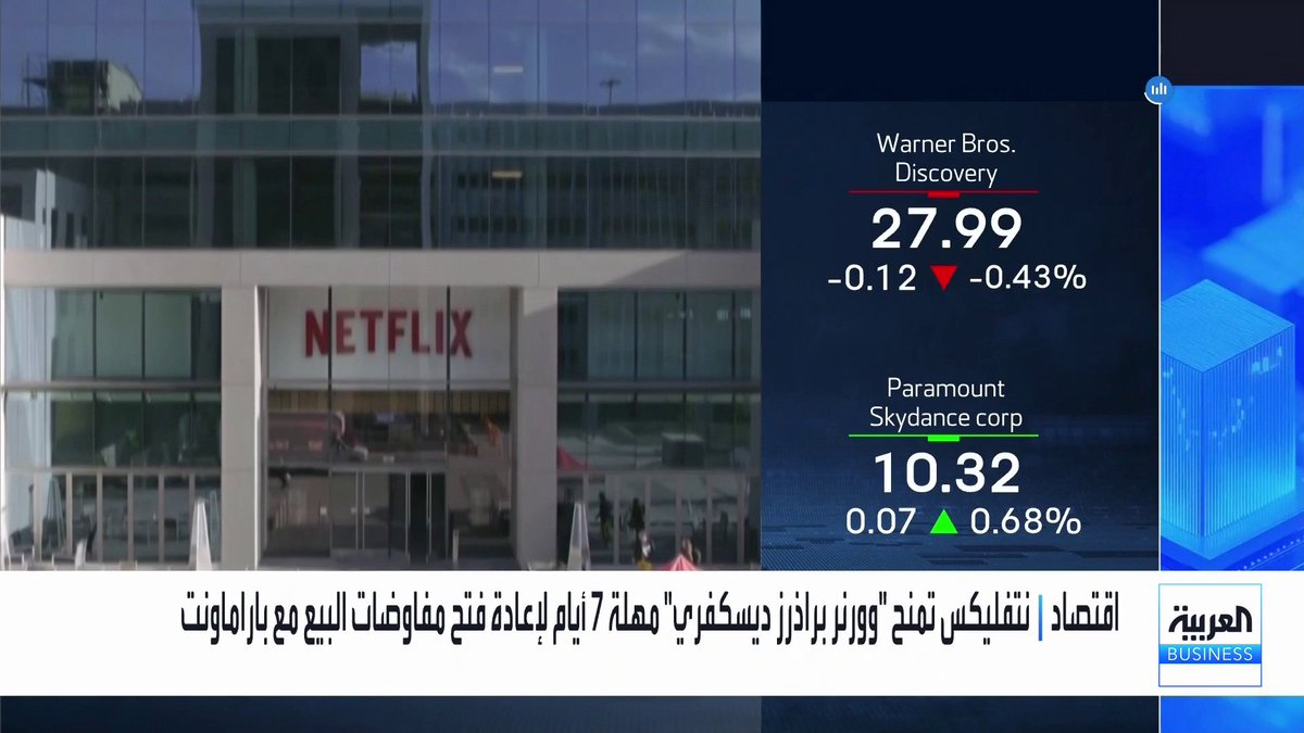 شركة Netflix تمنح Warner Bros Discovery مهلة 7 أيام لتعيد فتح مفاوضات الاستحواذ مع Paramount _Business 