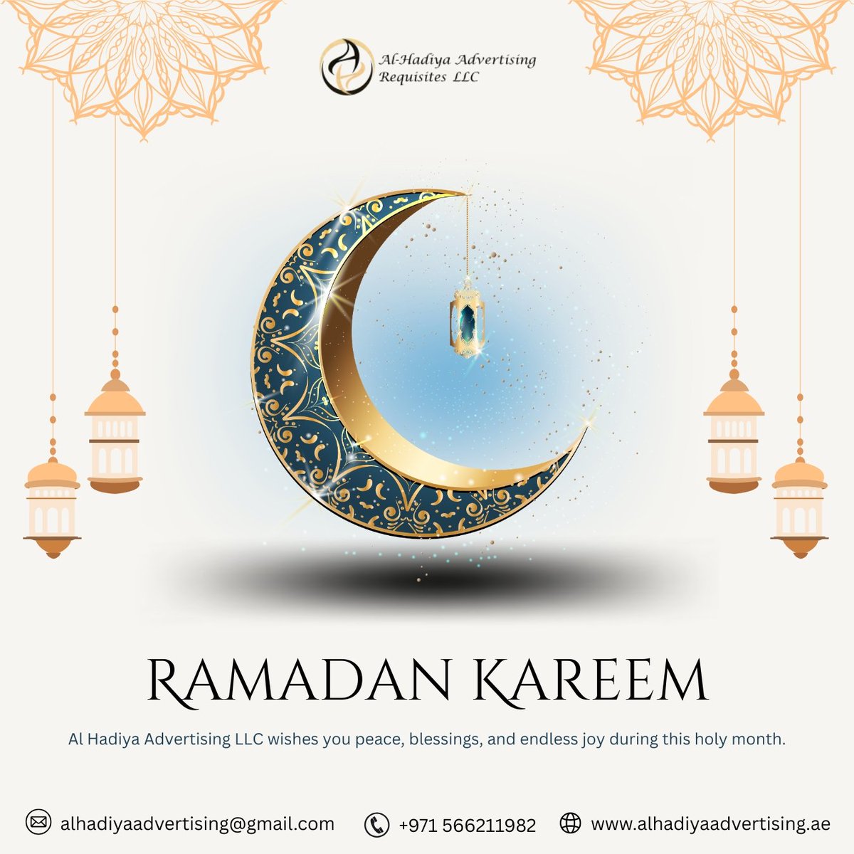 AlHadiyaUAE's tweet photo. 🌙✨ Ramadan Mubarak from Al Hadiya Advertising LLC ✨🌙

May this holy month bring peace, blessings, and endless joy to you and your loved ones. 🤍🌟

#RamadanMubarak #RamadanKareem #CorporateGifts #Ramadan2026 https://t.co/e5NZOwy9Ly