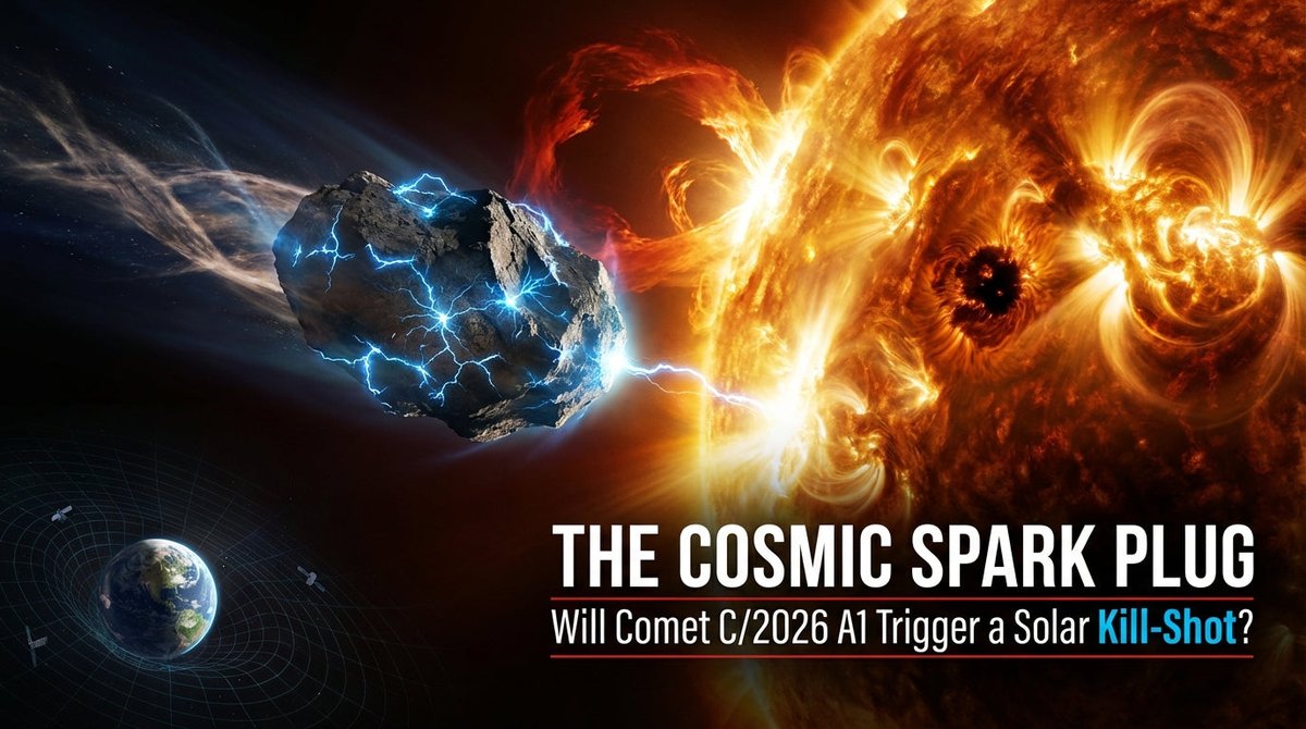 WhatThenStudio's tweet photo. New → The Cosmic Spark Plug: Will Comet C/2026 A1 Trigger a Solar Kill-Shot?: Opinion | High Strangeness &amp; Space Weather Executive Summary A newly discovered comet, C/2026 A1 (MAPS), is hurtling… https://t.co/c63g4QodjG #TrueMysteriesUnexplainedArchives https://t.co/vPEYT3Vau2 https://t.co/V4LO1tzHyi