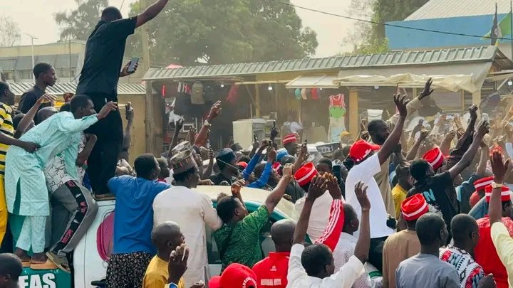Sen. Rabiu Musa Kwankwaso, at Area 1, Abuja, for the campaign ahead of the upcoming FCT Local Government Elections scheduled to hold on Saturday