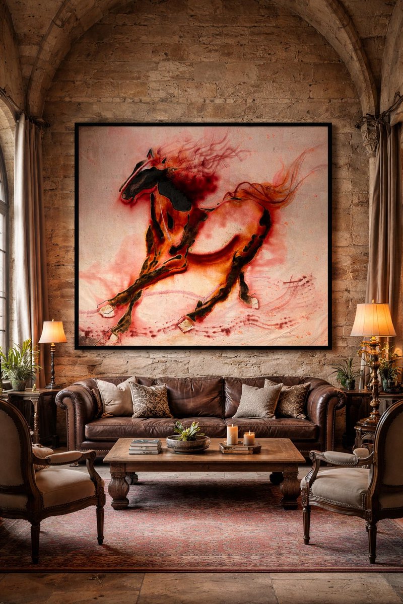 MarcusDoveArt's tweet photo. ‘Fire Horse’, 2026. Smoke grenades + gunpowder on canvas 🧨 🔥 🐎 🧧
- Marcus Dove 

Available. 

@eg_grenade_co #ChineseNewYear #LunarNewYear #YearOfTheHorse #FireHorse https://t.co/bR9zQLQ5l6