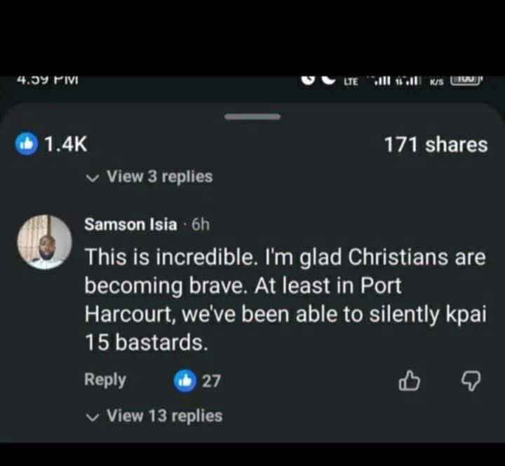 Christian terrorist Samson Isia confesses to killing 15 people in Port Harcourt.