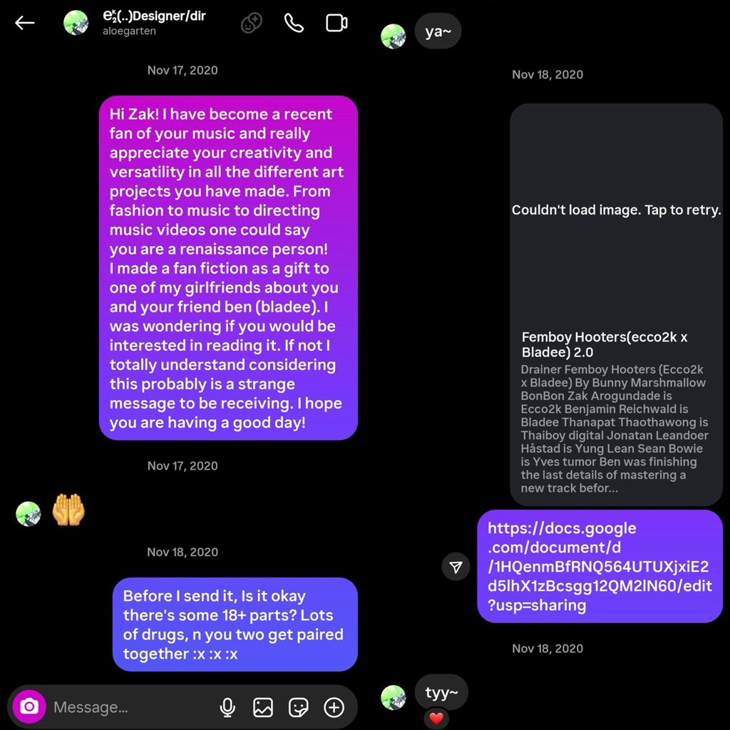 Bladeecco is going viral after Ecco2k supposedly read a Bladee x Ecco fanfic sent by a fan