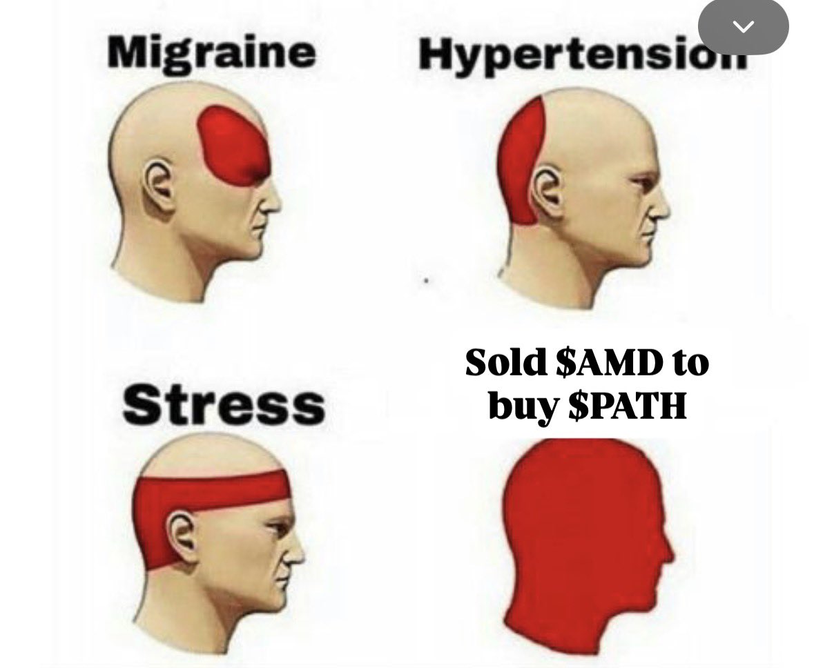 oneFlyingGuy's tweet photo. When I’m thinking that i sold $AMD at $210 to buy $PATH at $16 https://t.co/hK2p8YLXLm
