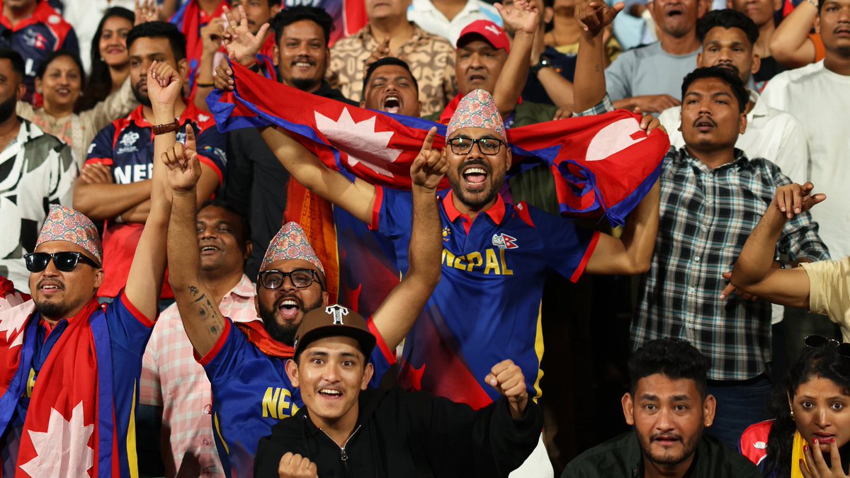 ICC's tweet photo. The energy levels were off the charts at the Wankhede as Nepal got across the finish line against Scotland 📈

Grab your #T20WorldCup tickets now and be a part of such iconic moments at the stadiums 🏟️
https://t.co/Gu0TvUkk1z https://t.co/POybNoJzcZ