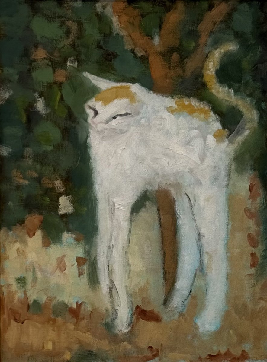 חתול לבן 🐈
ציור שמן על בד

אחרי ציור של פייר בונאר, הציור האהוב עלי של חתול אי פעם ;)

מוצג כרגע בבית האמנים בראשון לציון בתערוכה קבוצתית למען ועל חתולים 

למכירה