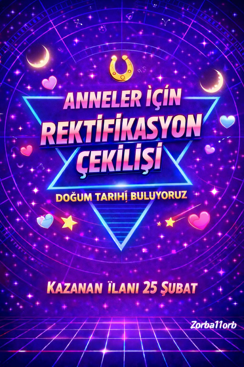 🌙ANNELER İÇİN REKTİFİKASYON ÇEKİLİŞİ 🌙
DOĞUM TARİHİ ve DOĞUM SAATİ İÇİN
(Kazanan ilanı 25 Şubat)

-Katılım şartlarına dikkat-

- KATILANLAR İÇİNDEN 2 KİŞİNİN ANNESİNİN(ANNESİNİ KAYBETTİYSE AİLESİNDE ÖNEMLİ GÖRDÜĞÜ KİŞİNİN DE OLABİLİR) DOĞUM TARİHİ ve DOĞUM SAATİ HESAPLANACAK