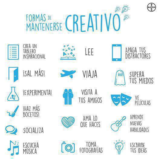 virginiog's tweet image. ¿Estás con falta de creatividad? Aquí unos sencillos hábitos que podemos aplicar en nuestro día a día para facilitar la misma.  😊 #RRHH #creatividad