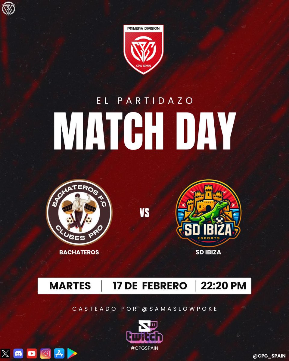 CPG_Spain's tweet photo. #MACHDAY | @CPG_Spain
Vivimos una nueva retransmisión con un gran encuentro en el día de hoy
@FCBachateros 🆚 @sdibizaesports
Prepárate para ver toda la emoción del partido con las mejores jugadas y narraciones en directo con
🎙️ @SamaSlowpoke
📺 Directo en Twitch
#CPGSpain #1aCPG