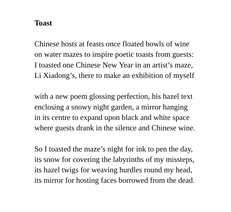 I wrote this for an RSA event 12 years ago, last Year of the Horse when it was paired with wood (this year it's fire). I think this was alluded to in Li Xiadong's installation. I was abashed at its spiritual beauty tbh, not something in my locker, but knew I was lucky to be there