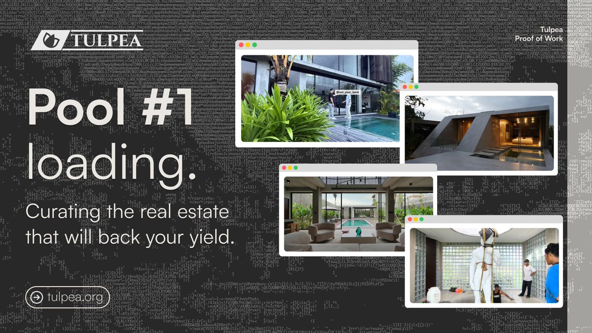 While some ship whitepapers, we ship walls.

Tulpea is on the ground, curating the first real estate assets backing our RWA financing.

Real buildings. Real risk structuring. Real cash flow incoming.

The first pool "Genesis" is close.