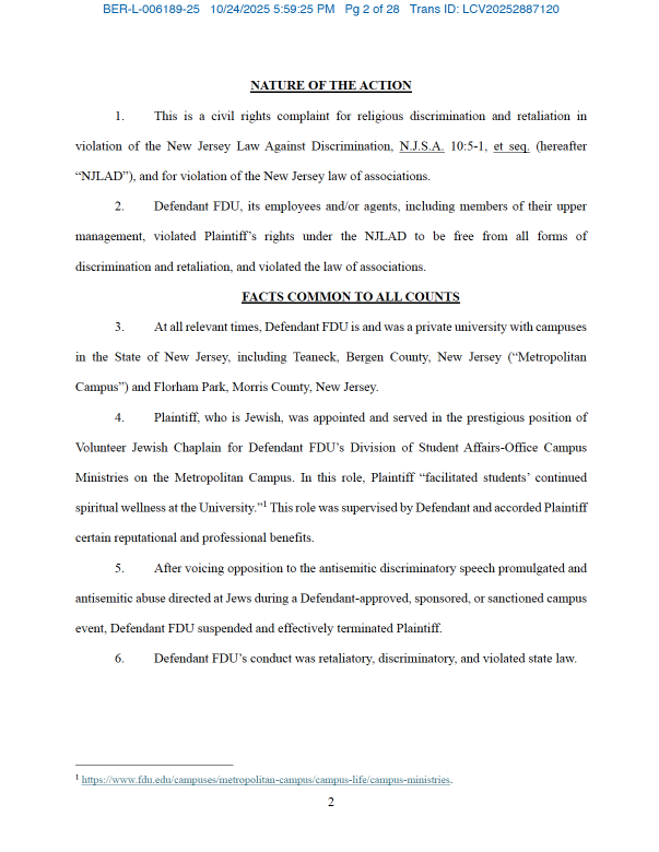 MarkGoldfeder's tweet photo. NJ Superior Ct. just handed @NJACLaw and @rothbortlawyer a major win in our university antisemitism case. 
The judge DENIED FDU’s motion to dismiss—and rejected FDU’s attempt to use the First Circuit’s MIT decision as a get-out-of-liability card for antisemitic discrimination.