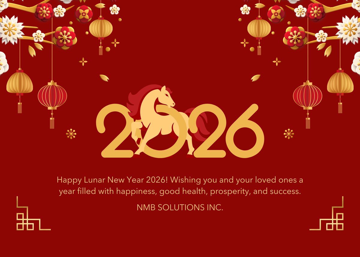 Happy Lunar New Year! 🧧
Wishing everyone celebrating a joyful and prosperous Year of the Horse filled with success, growth, and new opportunities.

#Lunarnewyear #NMBSolutions #2026