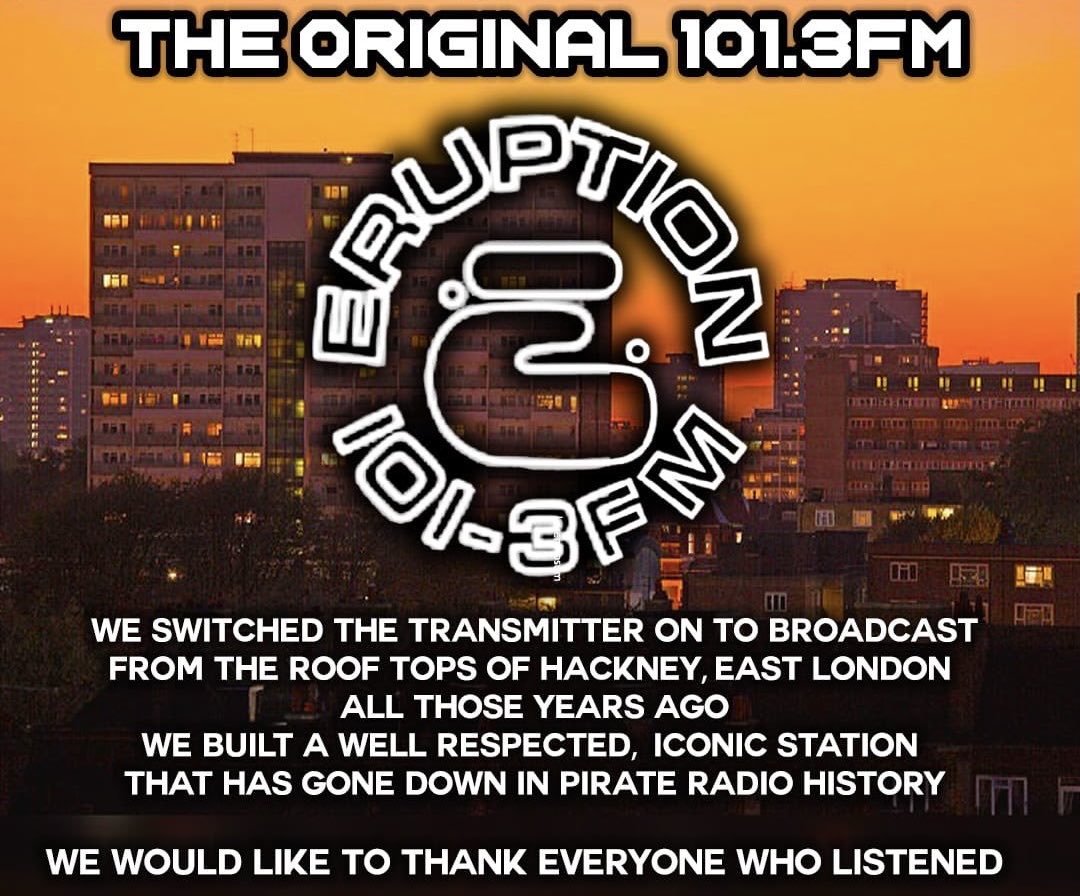 Happy Birthday Eruption 101.3FM!!
33 years ago on the 17th Feb 1993 Eruption switched it's first transmitter on and broadcasted to the masses until 2012. To all the crew that joined us on our journey, thank you and best wishes to all involved with the original “Big E".