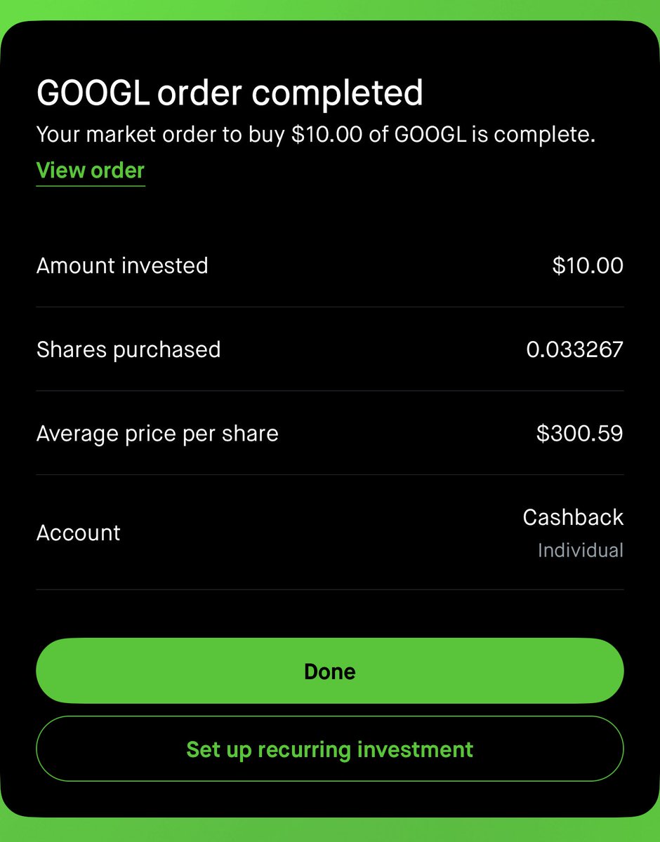 I bought some $GOOGL in my cashback portfolio