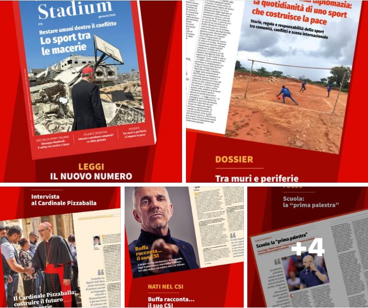 🎯 Lo sport tra le macerie. Restare umani dentro il conflitto. 
🆕 È online il nuovo numero di #Stadium.
📲 Sfoglia la versione digitale: isu.pub/Y6qr49S
Tre storie. Tre volti. Tre voci che parlano di pace vissuta, non solo dichiarata.
<a href="/CSInazionale/">Centro Sportivo Italiano</a>
